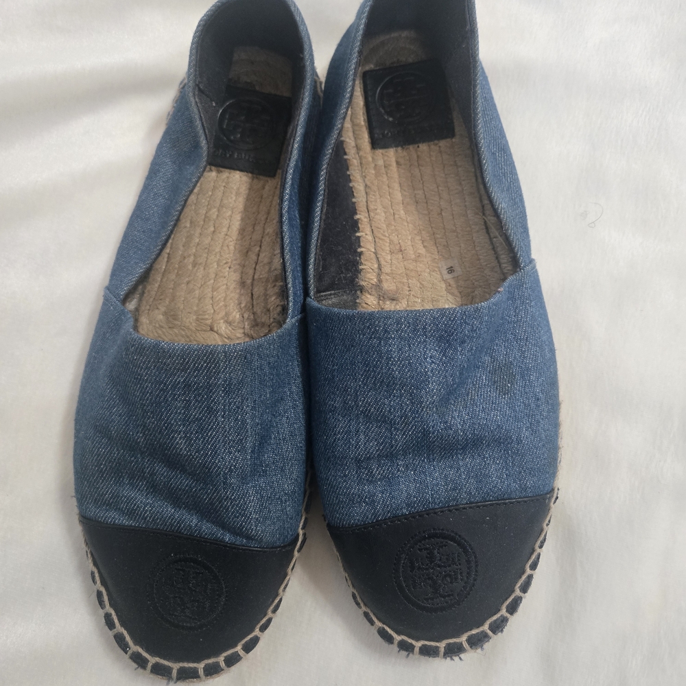 Tory Burch Blue and Black Espadrilles